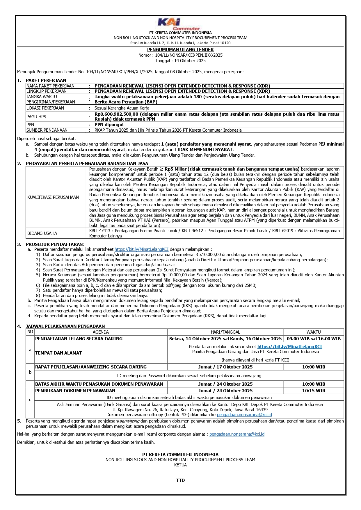 3 pengumuman ulang 104 pengadaan renewal lisensi open extended detection response xdr page 0001